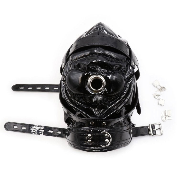 BDStyle Blindfolded Bondage Hood With Mouth Hole Matte Black Premium BDSM - Bondage Hoods