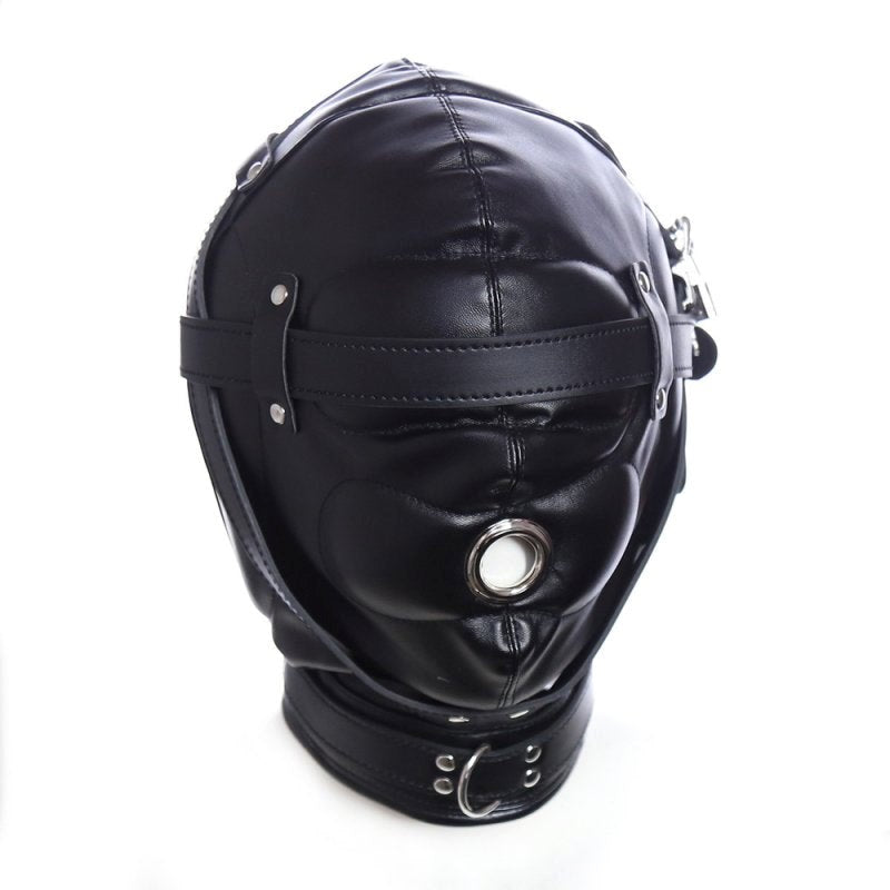 BDStyle Blindfolded Bondage Hood With Mouth Hole Matte Black Premium BDSM - Bondage Hoods