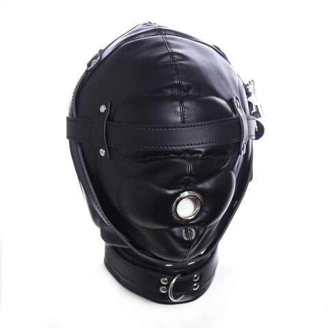 BDStyle Blindfolded Bondage Hood With Mouth Hole Matte Black Premium BDSM - Bondage Hoods
