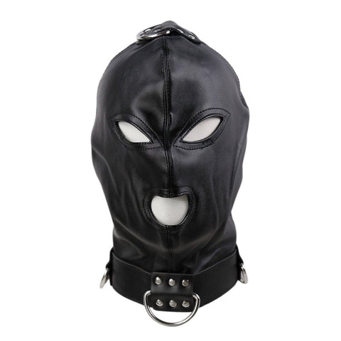 BDStyle Gothic Black Bondage Play Hood Premium PVC Leather Construction - Bondage Hoods