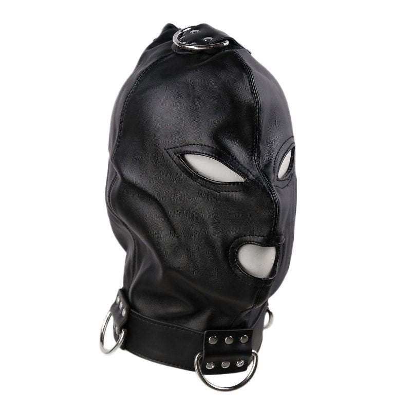BDStyle Gothic Black Bondage Play Hood Premium PVC Leather Construction - Bondage Hoods