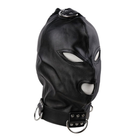 BDStyle Gothic Black Bondage Play Hood Premium PVC Leather Construction - Bondage Hoods