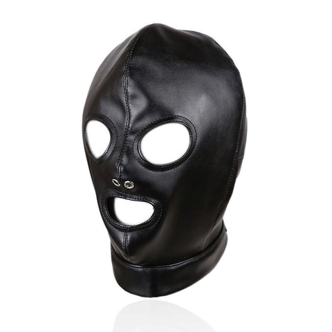 BDStyle Mouth And Eye Open With Nostril Hole Bondage Hood Premium Faux Leather - Bondage Hoods