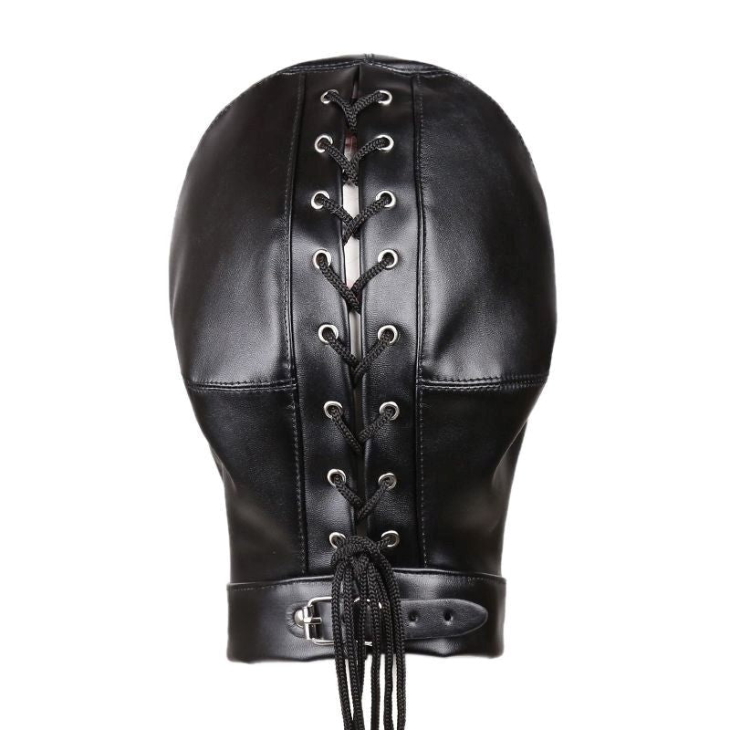 BDStyle Mouth And Eye Open With Nostril Hole Bondage Hood Premium Faux Leather - Bondage Hoods