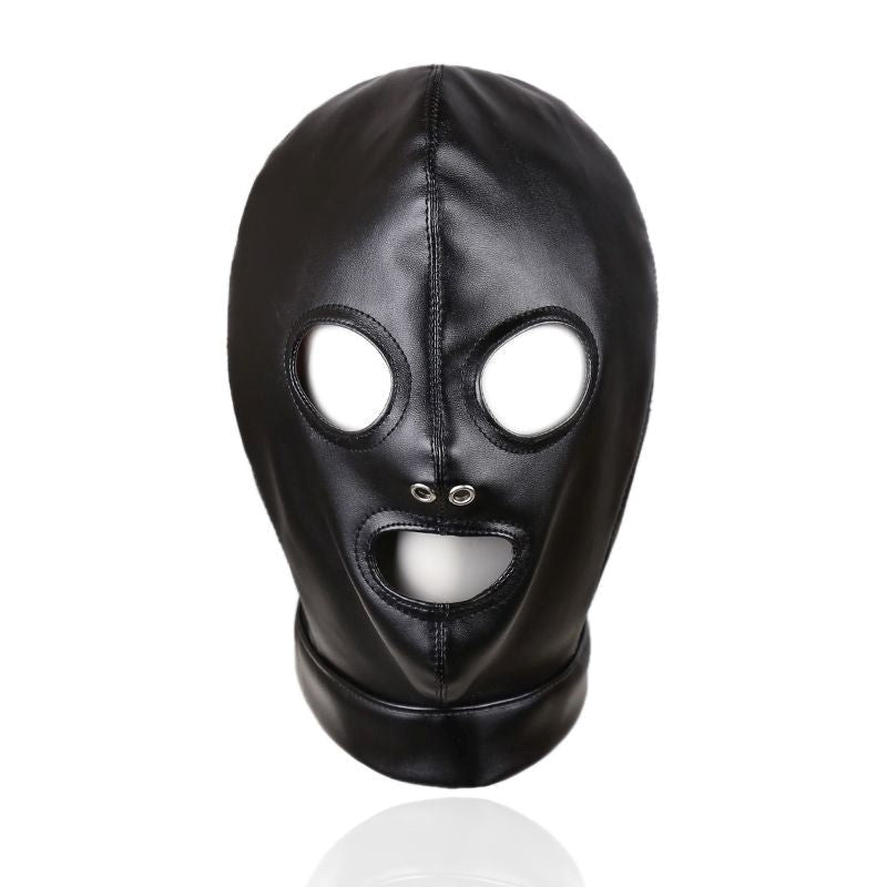 BDStyle Mouth And Eye Open With Nostril Hole Bondage Hood Premium Faux Leather - Bondage Hoods