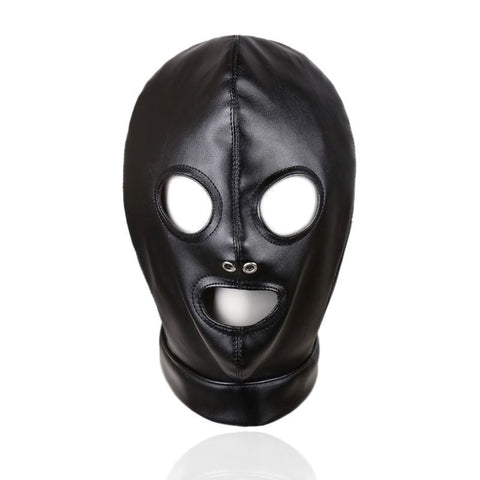 BDStyle Mouth And Eye Open With Nostril Hole Bondage Hood Premium Faux Leather - Bondage Hoods