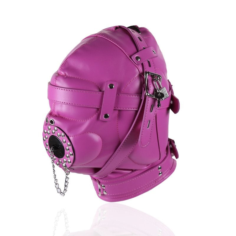 BDStyle Sensory Deprivation Hood with Open Mouth Gag Rose Premium BDSM - Bondage Hoods