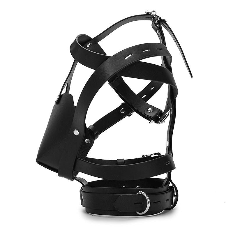 BDStyle Adjustable Buckle Black Leather Harness Premium Restraint System - Bondage Hoods