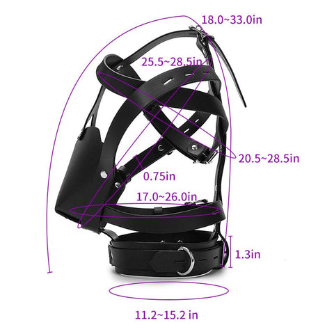 BDStyle Adjustable Buckle Black Leather Harness Premium Restraint System - Bondage Hoods