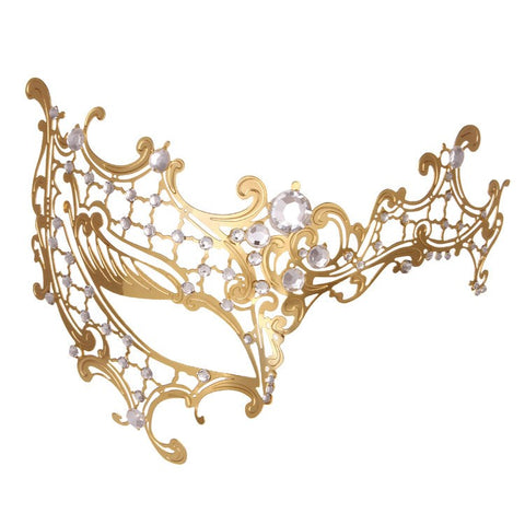 BDStyle BDSM Play Rhinestone Metal Half Face Mask with Rhinestone Detail - Blindfolds And Masks