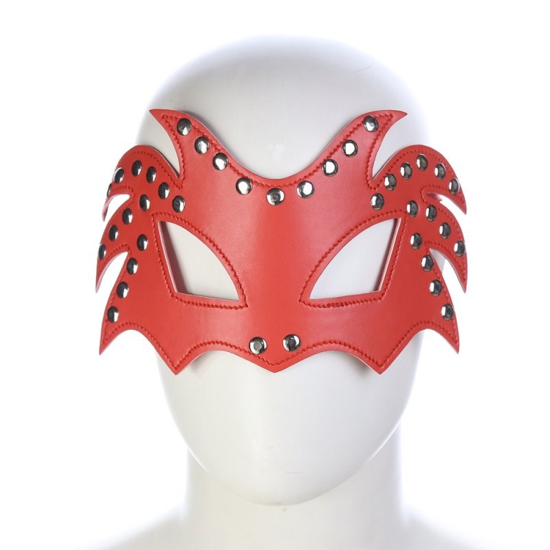 BDStyle Fantasy Fetish Mask Premium Leather Bondage Mask with Metal Accents - Blindfolds And Masks