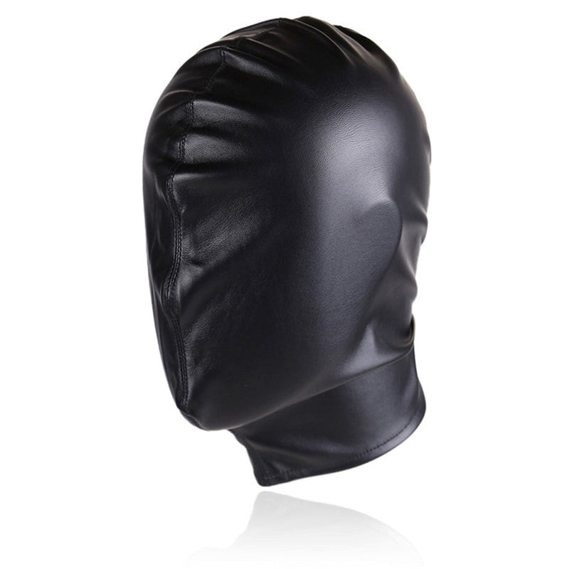 BDStyle Faux Leather One Size Frenulum Full Hood for Sensory Deprivation - Bondage Hoods