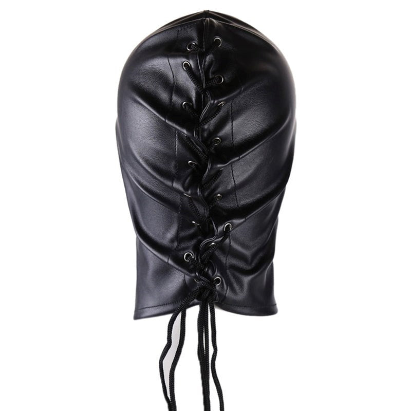 BDStyle Faux Leather One Size Frenulum Full Hood for Sensory Deprivation - Bondage Hoods
