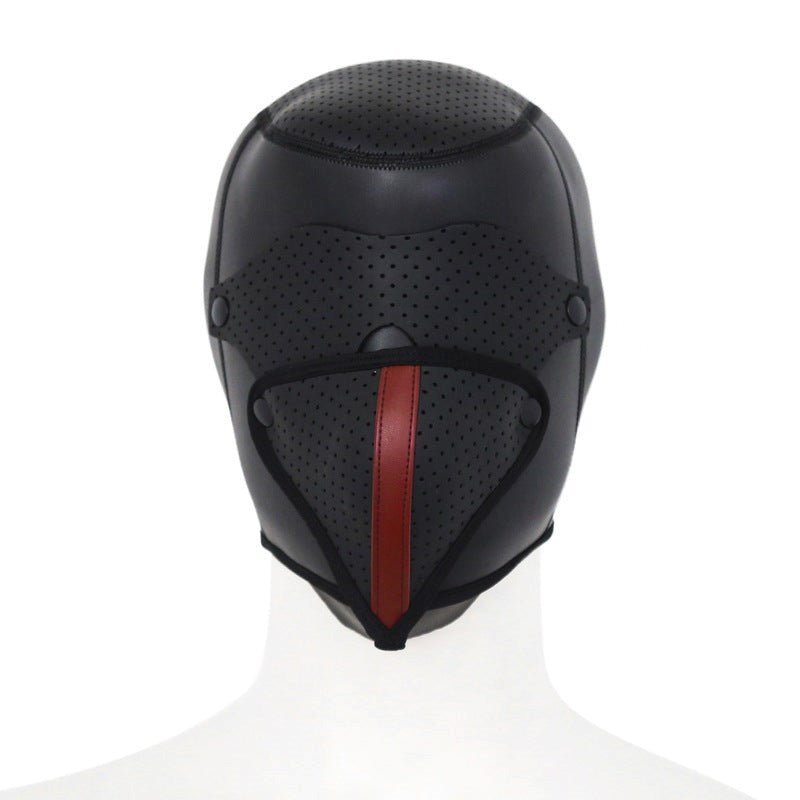 BDStyle Faux Leather Ventilation Hood with Integrated Airflow System - Bondage Hoods