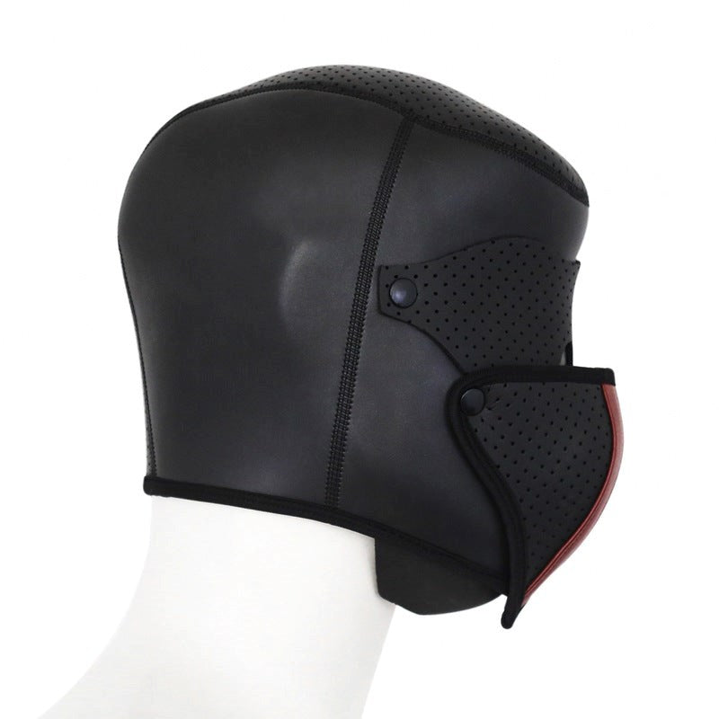 BDStyle Faux Leather Ventilation Hood with Integrated Airflow System - Bondage Hoods