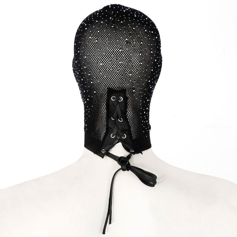 BDStyle Full Hood Cover With Diamond Breathable Mesh Sensory Deprivation Hood - Bondage Hoods