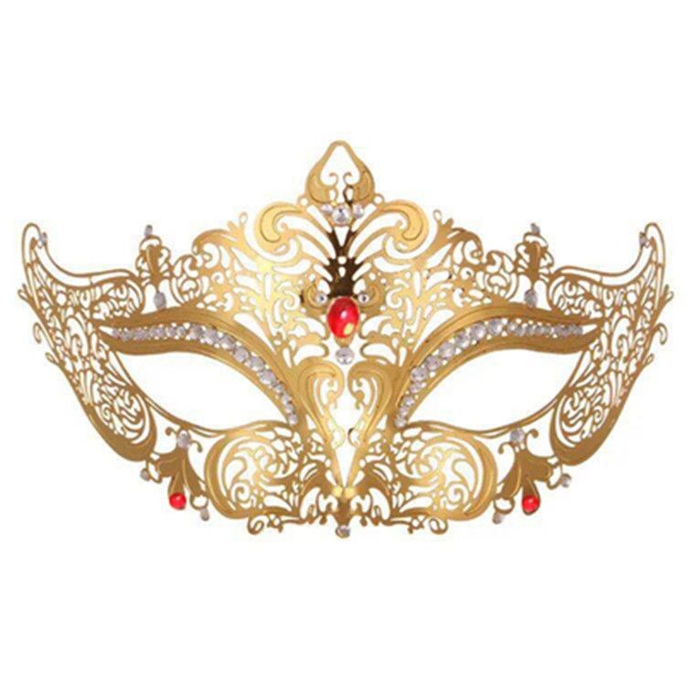BDStyle Golden Diamante Metal Mask Masquerade Roleplay Accessory - Blindfolds And Masks