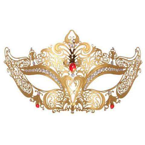 BDStyle Golden Diamante Metal Mask Masquerade Roleplay Accessory - Blindfolds And Masks