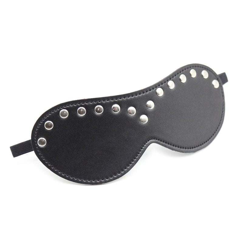 BDStyle Leather Blindfold Silver Stud Premium Sensory Deprivation Adult Toy - Blindfolds And Masks