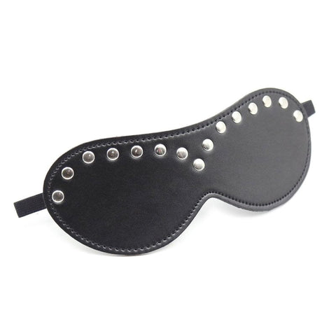 BDStyle Leather Blindfold Silver Stud Premium Sensory Deprivation Adult Toy - Blindfolds And Masks