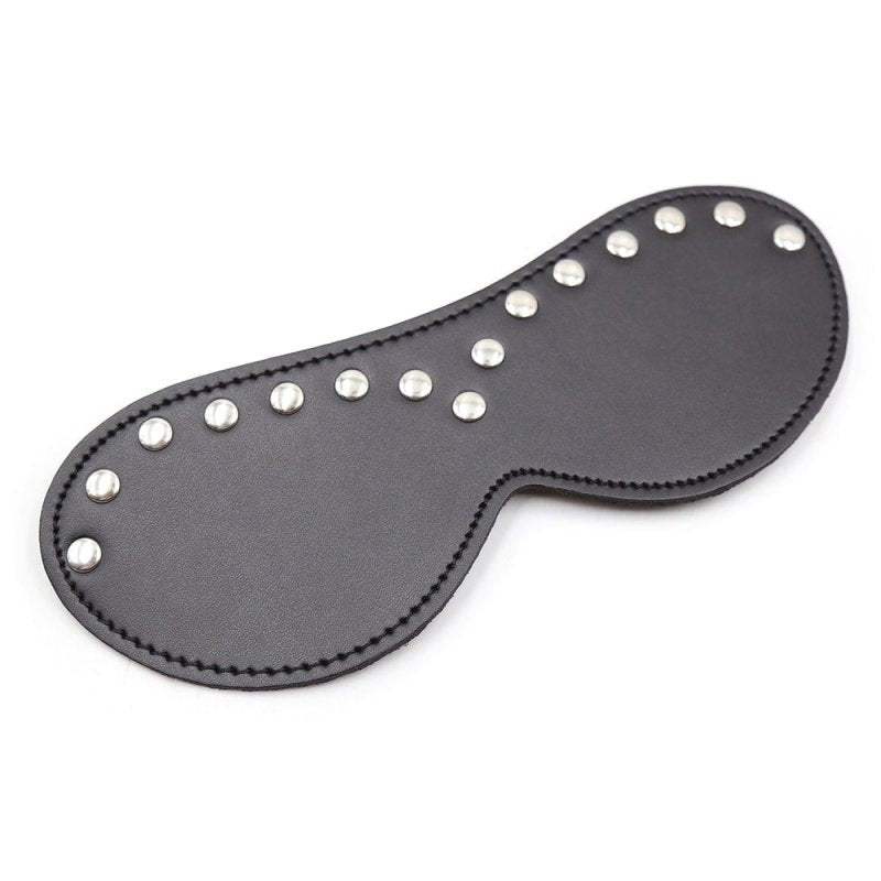 BDStyle Leather Blindfold Silver Stud Premium Sensory Deprivation Adult Toy - Blindfolds And Masks
