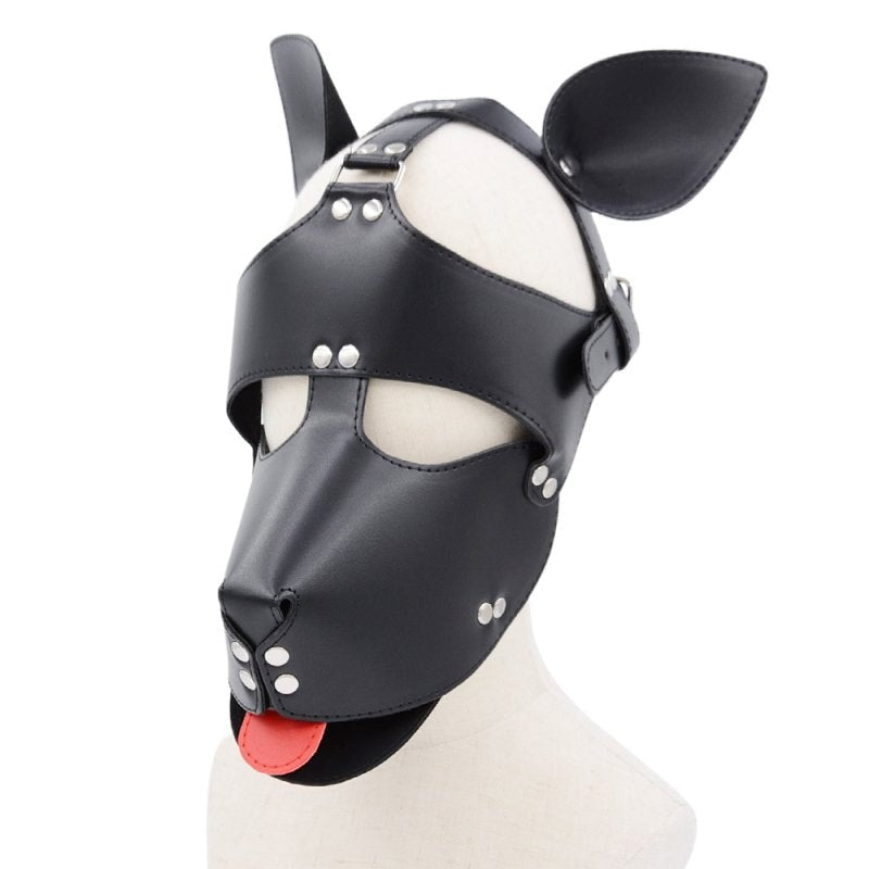 BDStyle Mad Pup BDSM Play Hood Premium Faux Leather Pet Play Hood - Bondage Hoods