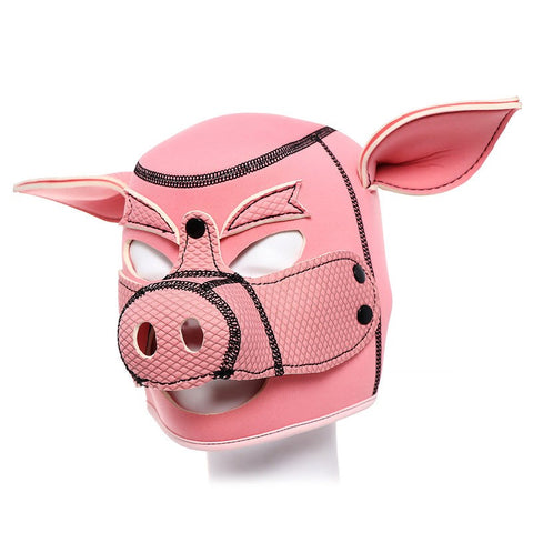 BDStyle Pig Head Bondage Hood with Removable Snout and Adjustable Ears - Bondage Hoods