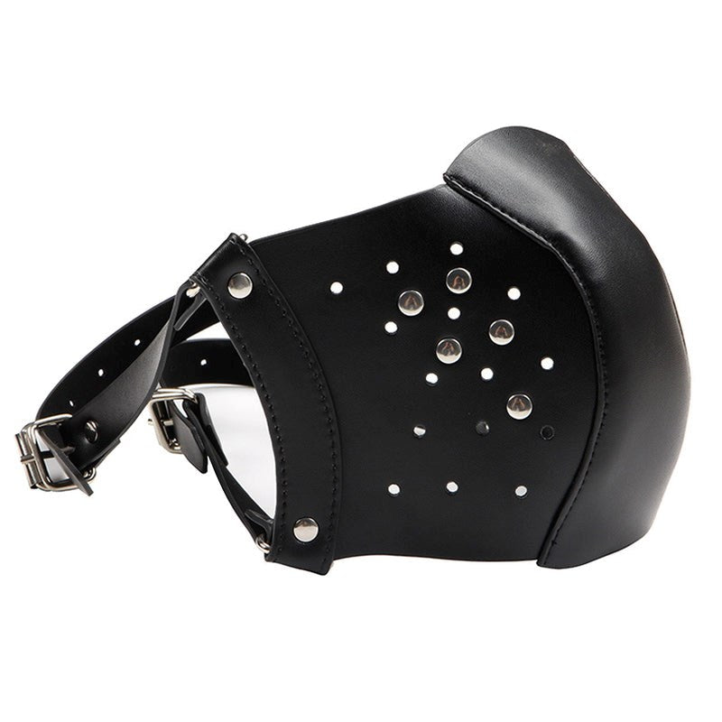 BDStyle Punk Face Mask With Hole Premium Faux Leather BDSM Roleplay Mask - Bondage Hoods