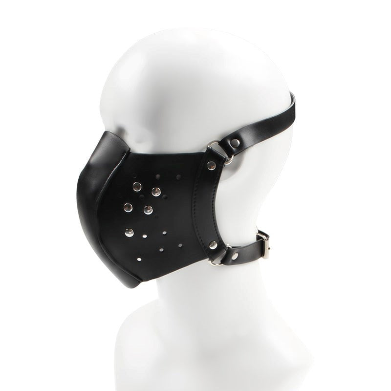 BDStyle Punk Face Mask With Hole Premium Faux Leather BDSM Roleplay Mask - Bondage Hoods