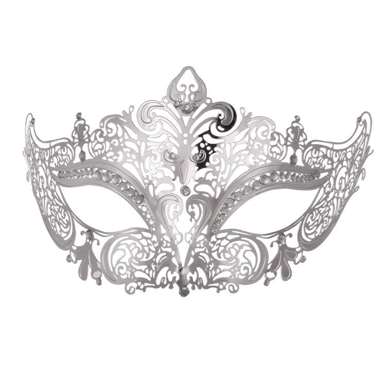 BDStyle Silver Diamante Metal Mask Premium Metal Masquerade Accessory - Blindfolds And Masks