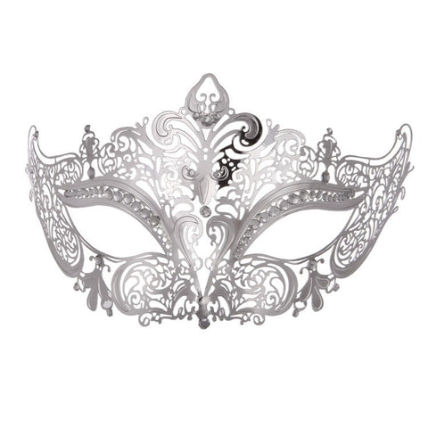 BDStyle Silver Diamante Metal Mask Premium Metal Masquerade Accessory - Blindfolds And Masks