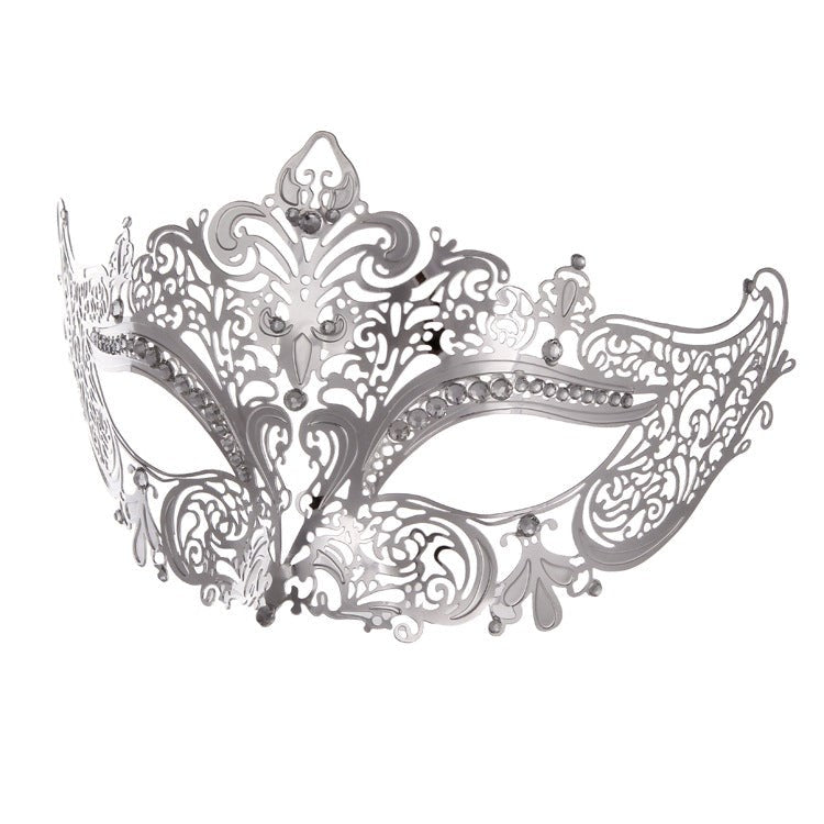 BDStyle Silver Diamante Metal Mask Premium Metal Masquerade Accessory - Blindfolds And Masks