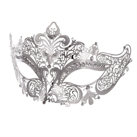 BDStyle Silver Diamante Metal Mask Premium Metal Masquerade Accessory - Blindfolds And Masks