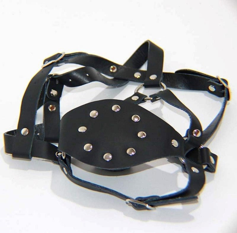 BDStyle Leather Face Harness with Stuffer Gag BDSM Bondage Restraint - Bondage Gags and Bits