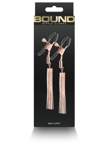 NS Novelties Bound Nipple Clamps D2 Rose Gold Adjustable Pressure Clamps - Nipple and Clit Clamps