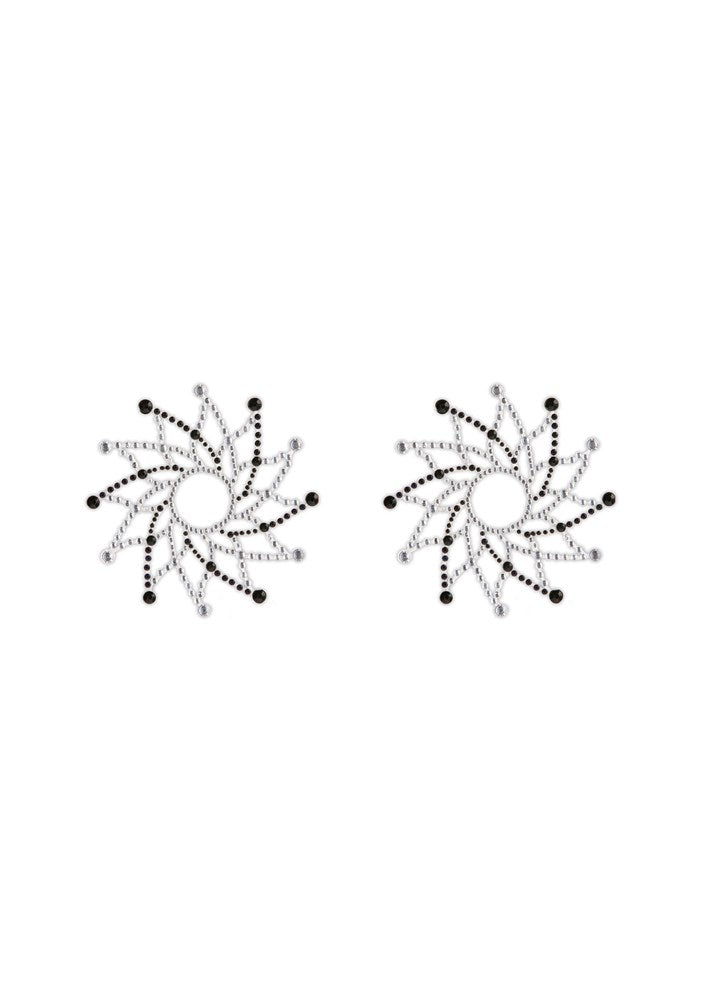 NS Novelties Pretty Pasties Charm I Nipple Cover Black Reusable Adhesive - Breast and Nipple Toys