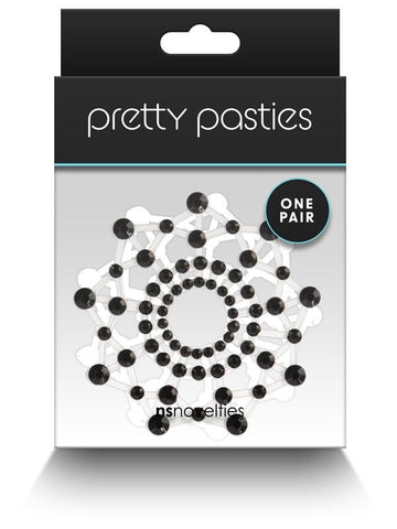 NS Novelties Pretty Pasties Charm III Nipple Cover Black Reusable Adhesive - Breast and Nipple Toys