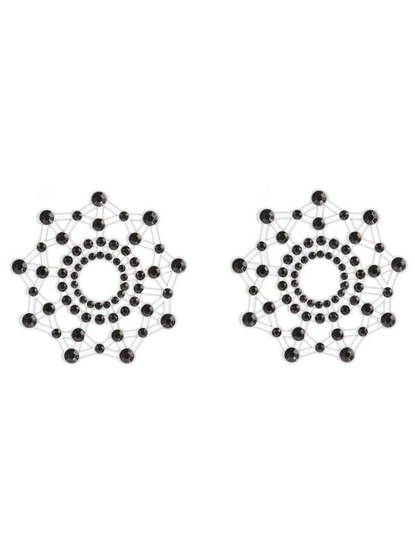 NS Novelties Pretty Pasties Charm III Nipple Cover Black Reusable Adhesive - Breast and Nipple Toys