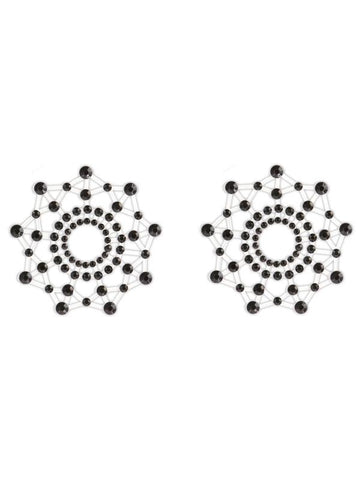 NS Novelties Pretty Pasties Charm III Nipple Cover Black Reusable Adhesive - Breast and Nipple Toys