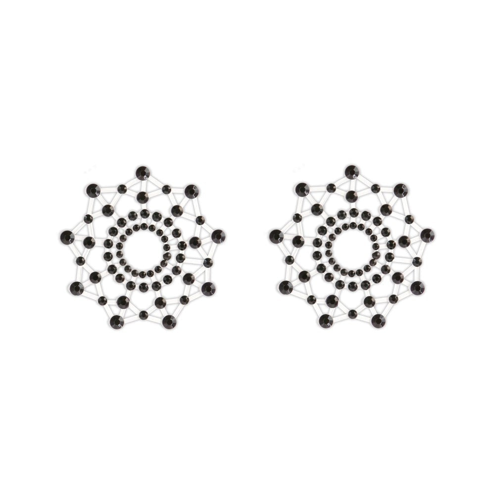 NS Novelties Pretty Pasties Charm III Nipple Cover Black Reusable Adhesive - Breast and Nipple Toys