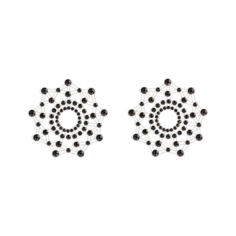 NS Novelties Pretty Pasties Charm III Nipple Cover Black Reusable Adhesive - Breast and Nipple Toys
