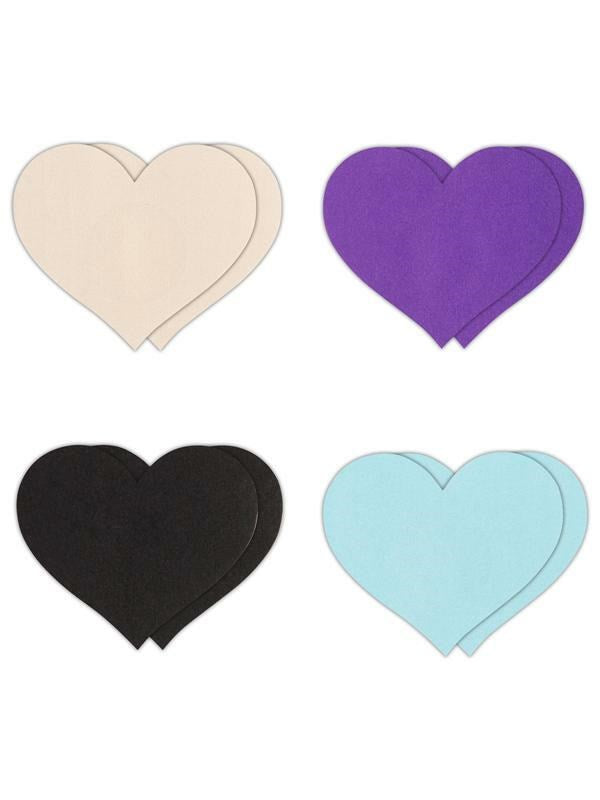 NS Novelties Pretty Pasties Heart I Assorted Nipple Cover 4 Pairs Heart Design - Breast and Nipple Toys