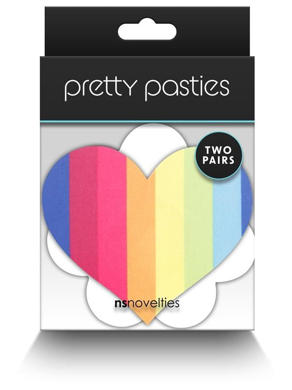 NS Novelties Pretty Pasties Pride Heart Flower Rainbow Nipple Covers 2 Pairs - Breast and Nipple Toys