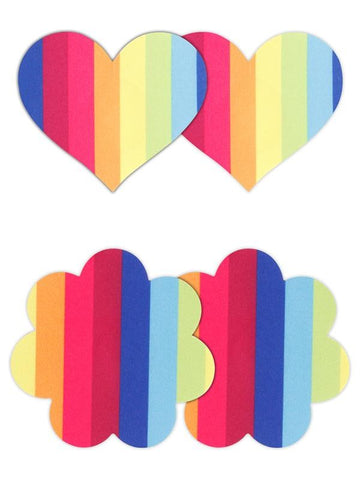 NS Novelties Pretty Pasties Pride Heart Flower Rainbow Nipple Covers 2 Pairs - Breast and Nipple Toys