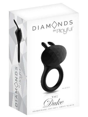 Evolved Playful Diamonds The Duke Rechargeable Cock Ring with Rabbit Tickler - Rabbit Vibrators