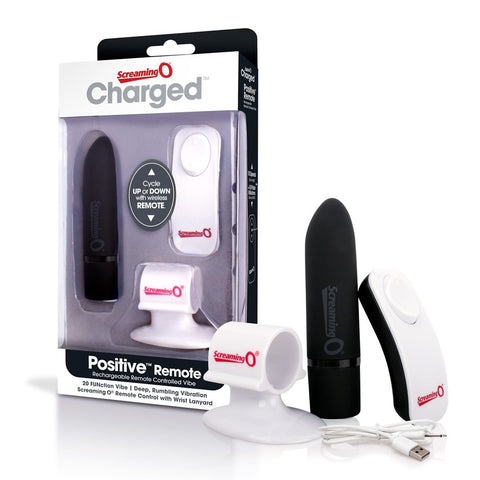 Screaming O Charged Positive Remote Control Vibrator Black Remote Control - Bullet Vibrators
