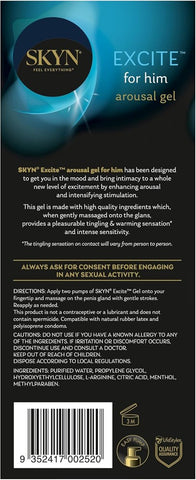 Ansell SKYN Excite Arousal Gel For Him 15ml Penis Enhancement Gel - Delay and Excite Sprays