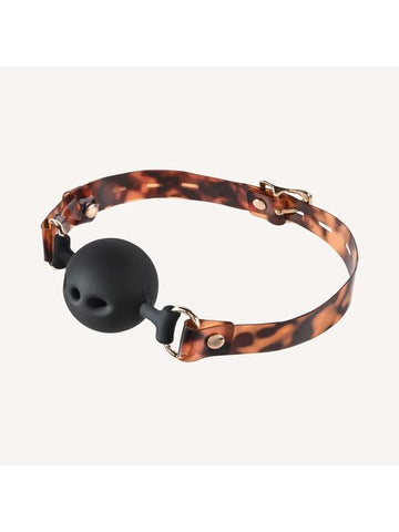 Sportsheets Amber Ball Gag Tortoiseshell Design with Breathable Safety - Bondage Gags and Bits