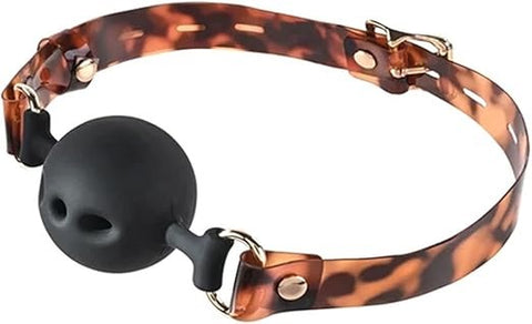 Sportsheets Amber Ball Gag Tortoiseshell Design with Breathable Safety - Bondage Gags and Bits