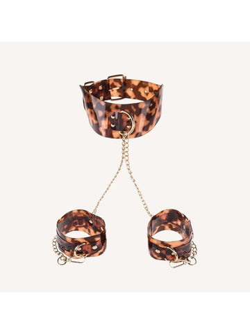 Sportsheets Amber Neck and Wrist Restraint with Gold Plated Hardware - Cuffs and Restraints